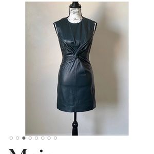 Mini leather green dress